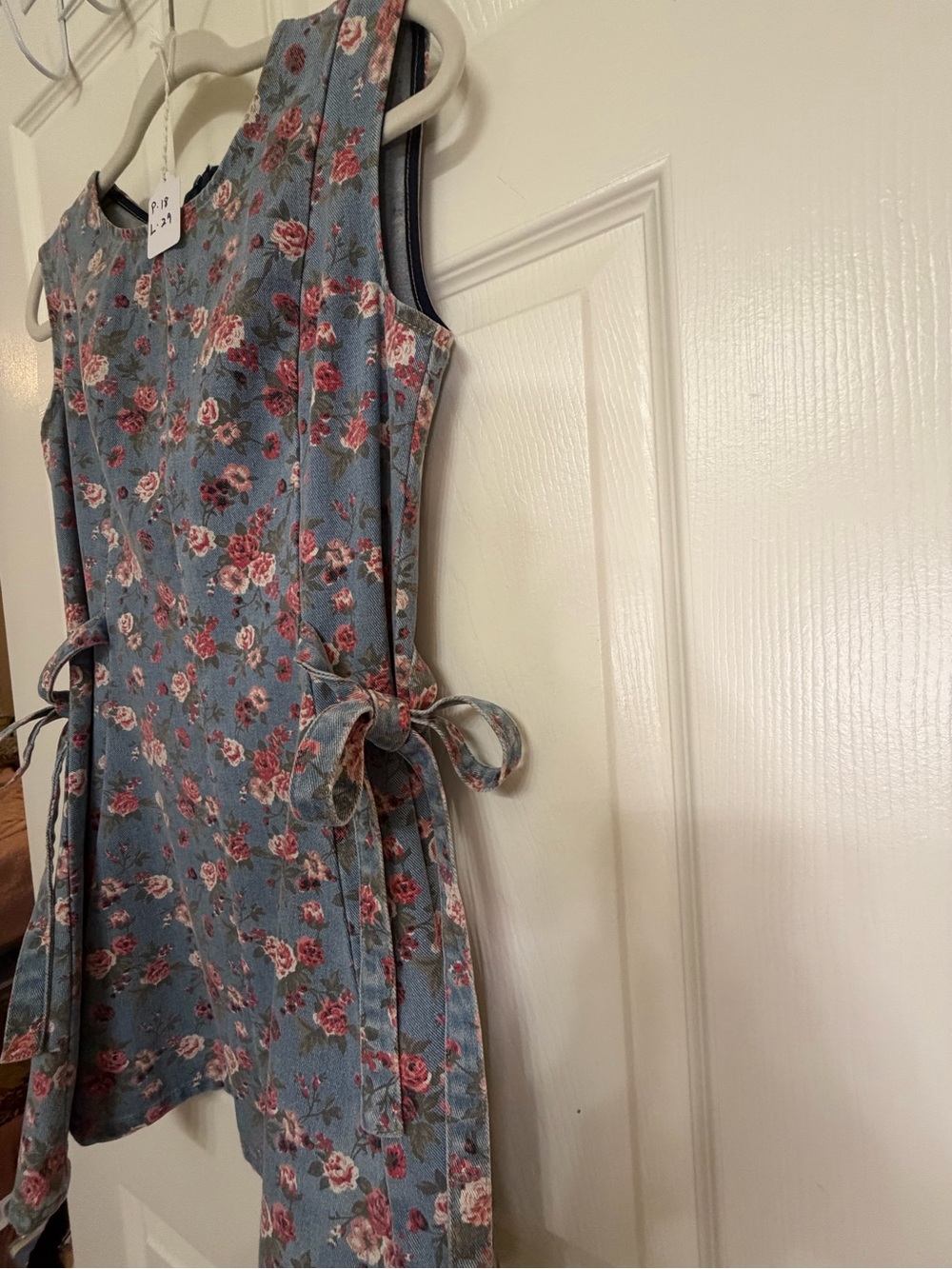 Blue Floral Sleeveless Tie-Waist Dress - Picture 4 of 6